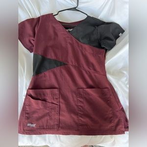 Greys Anatomy Maroon Scrub Top XS